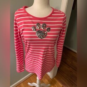 Quacker factory pink striped knit top, size XXS